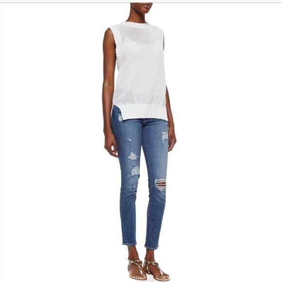 FRAME Denim Le Skinny De Jeanne Size 27 Distressed Skinny Blue Jeans - Picture 1 of 5